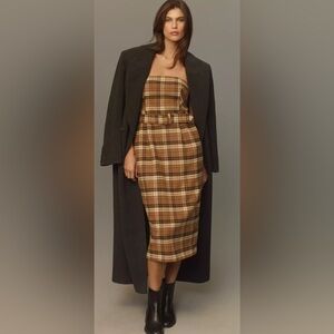 By Anthropologie Strapless Belted Midi Dress 

NEW WITH TAGS